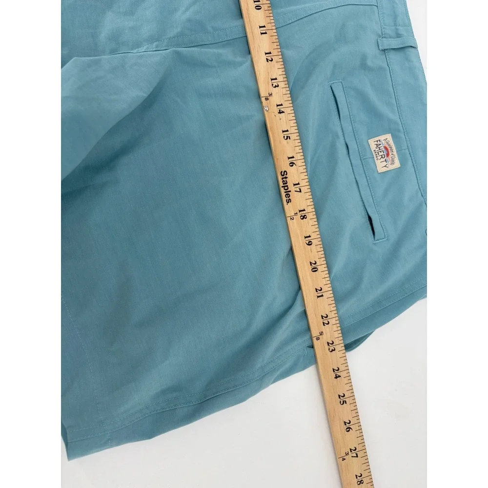 Faherty All Day Shorts Mens 40 Teal Blue Hybrid Quick Dry Stretch Flat Front